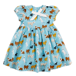 Pink Chicken Margaret Dress - Sky Blue Dogs - Eden Lifestyle