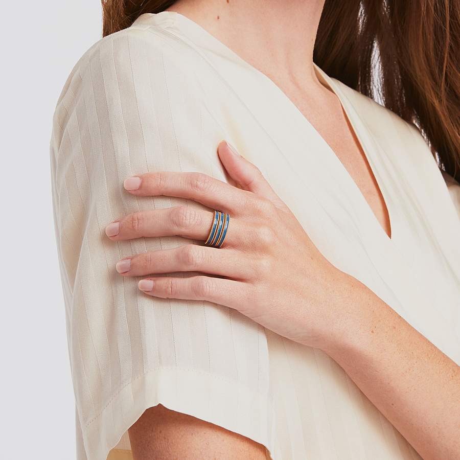 Julie Vos - Marseille Trio Ring Obsidian Black Enamel - Eden Lifestyle