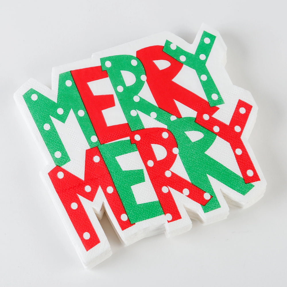 Merry Christmas Diecut Beverage Napkin - Eden Lifestyle