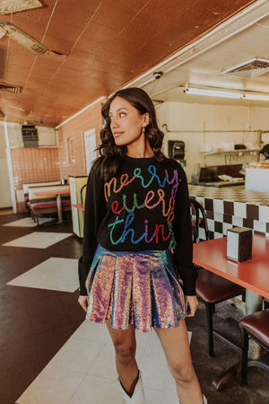 Merry Everything Glitter Script Sweater - Eden Lifestyle