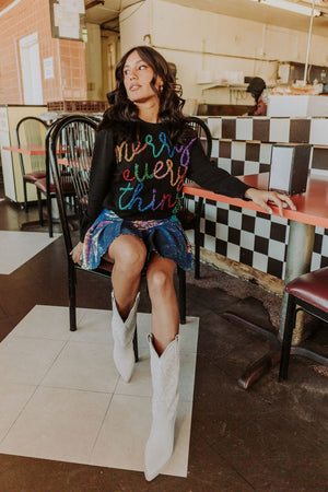 Merry Everything Glitter Script Sweater - Eden Lifestyle