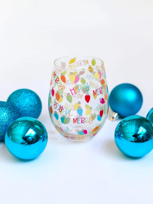 Merry Lights Stemless Wine Glass - Eden Lifestyle