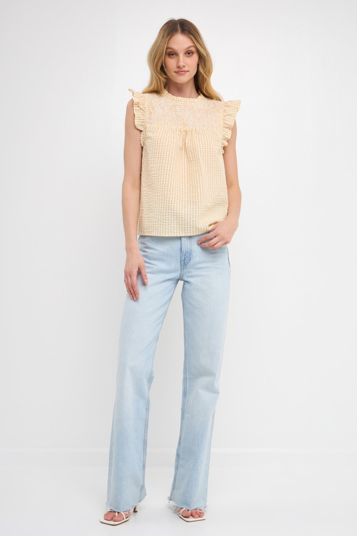 Metallic Yellow Plaid Top - Eden Lifestyle