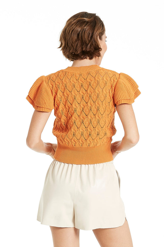 Mira Flutter Sleeve Marigold Top - Eden Lifestyle