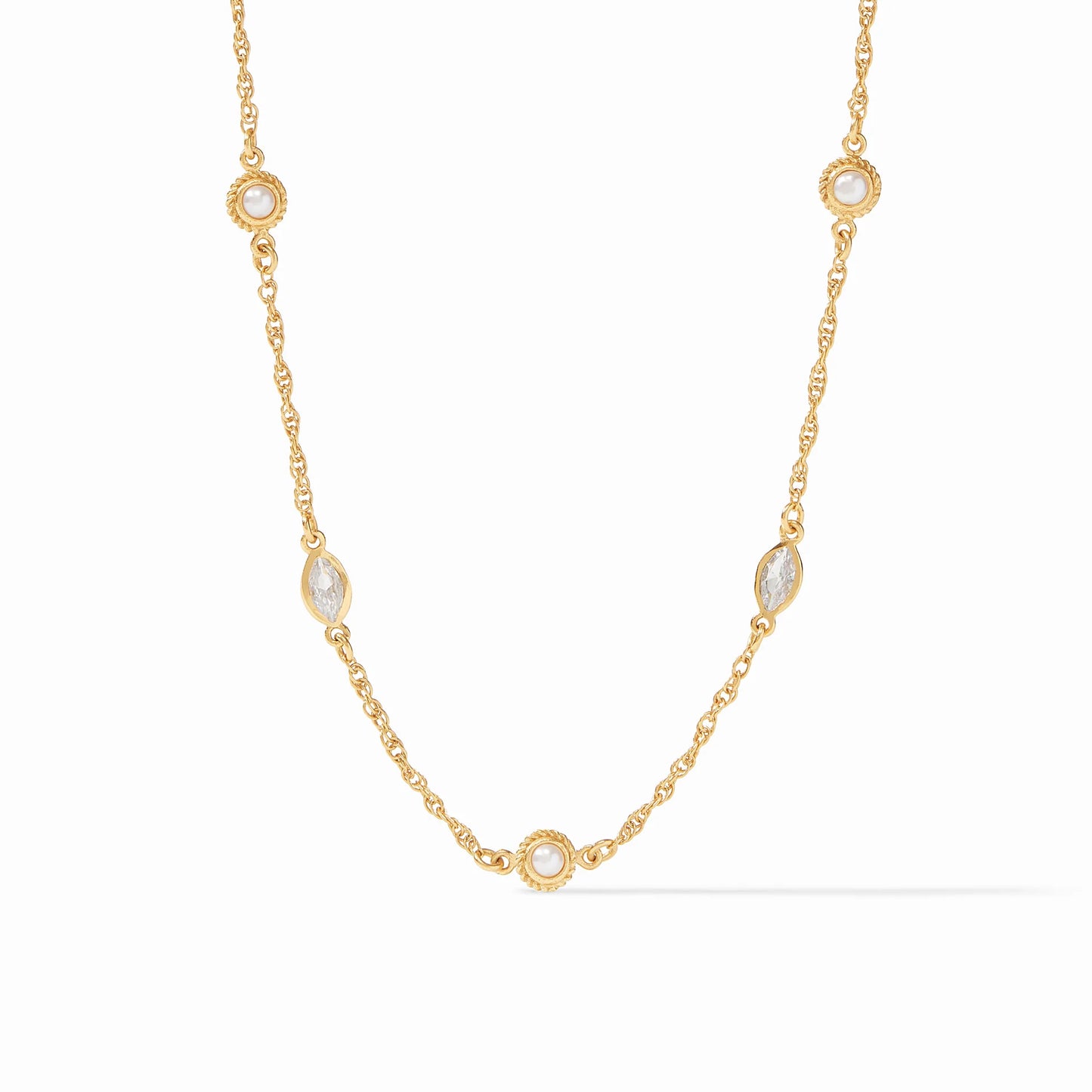 Monaco Delicate Station Necklace Gold Cubic Zirconia/Pearl - Eden Lifestyle