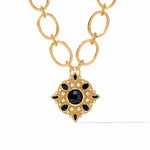 Monaco Statement Necklace Gold Obsidian Black - Eden Lifestyle