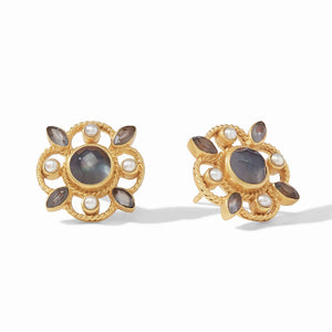 Monaco Stud Gold Iridescent Charcoal Blue and Pearl Accents - Eden Lifestyle