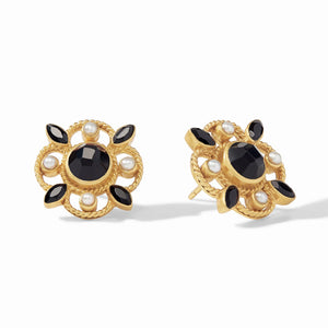 Monaco Stud Gold Obsidian Black and Pearl Accents - Eden Lifestyle