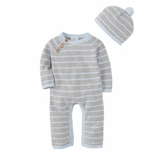 Mud Pie, Baby Boy Apparel - Outfit Sets,  Mud Pie - Blue and Gray Knit Baby Bodysuits Gift Set