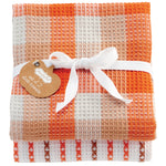 Mud Pie, Home - Serving,  Mud Pie - Brown Orange Waffle Weave Dish Towel Set