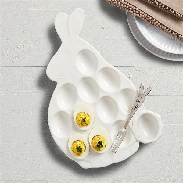 Mud Pie Bunny Devil Egg Tray, Grès, Bianco Mud Pie Bunny Devil Egg Tray, Grès, Bianco
