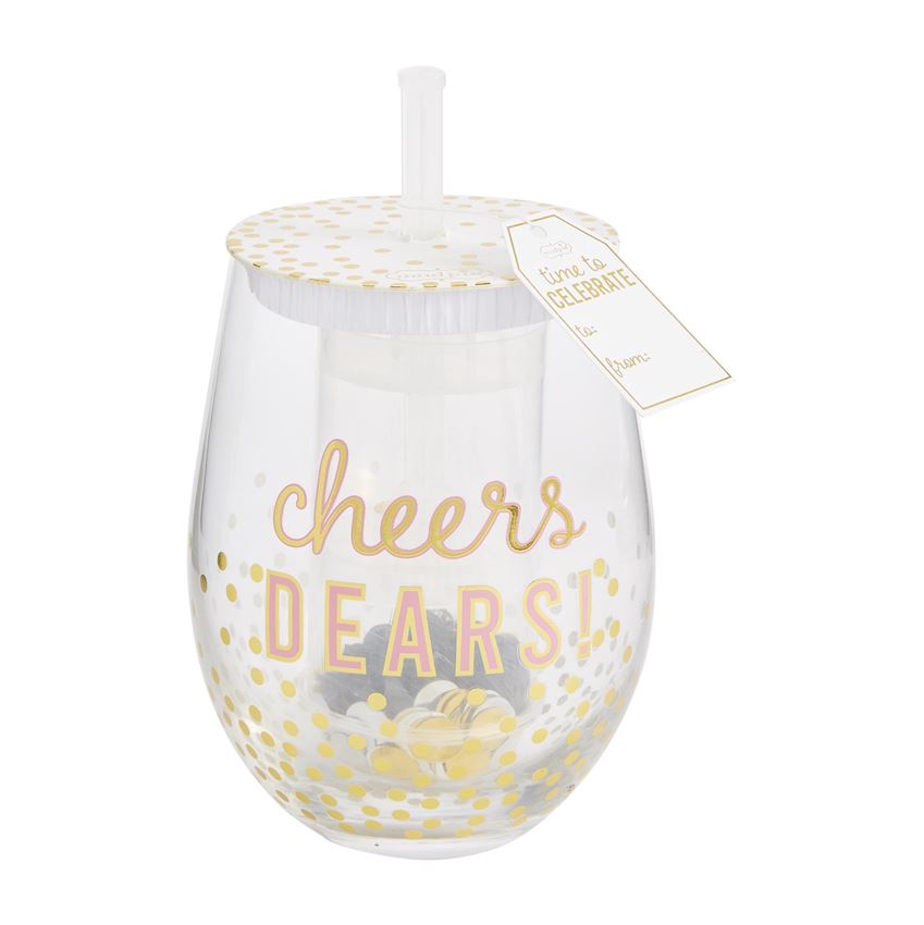 Mud Pie - Cheers Dears! Wine Glass - Eden Lifestyle