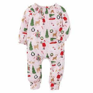 Mud Pie, Baby Girl Apparel - Pajamas,  Mud Pie - Girl Christmas Print Sleeper