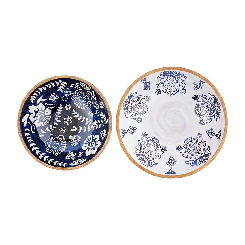 Mud Pie, Home - Serving,  Mud Pie - Indigo Carved Serving Bowl Set
