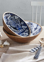 Mud Pie, Home - Serving,  Mud Pie - Indigo Carved Serving Bowl Set