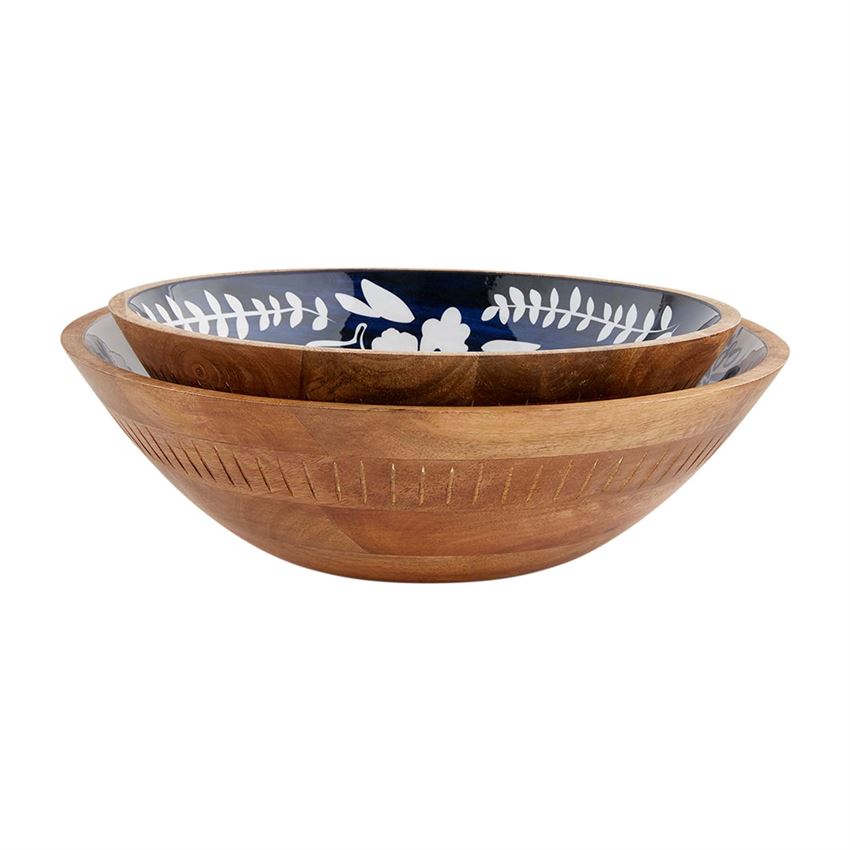 Mud Pie, Home - Serving,  Mud Pie - Indigo Carved Serving Bowl Set