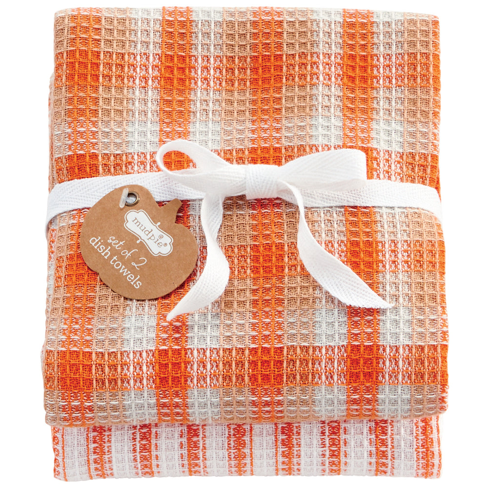 Mud Pie, Home - Serving,  Mud Pie - Orange Stripe Waffle Weave Set