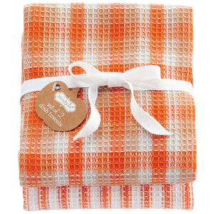 Mud Pie, Home - Serving,  Mud Pie - Orange Stripe Waffle Weave Set