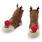 Mud Pie, Accessories - Socks,  Mud Pie - Reindeer Knit Rattle Toe Socks