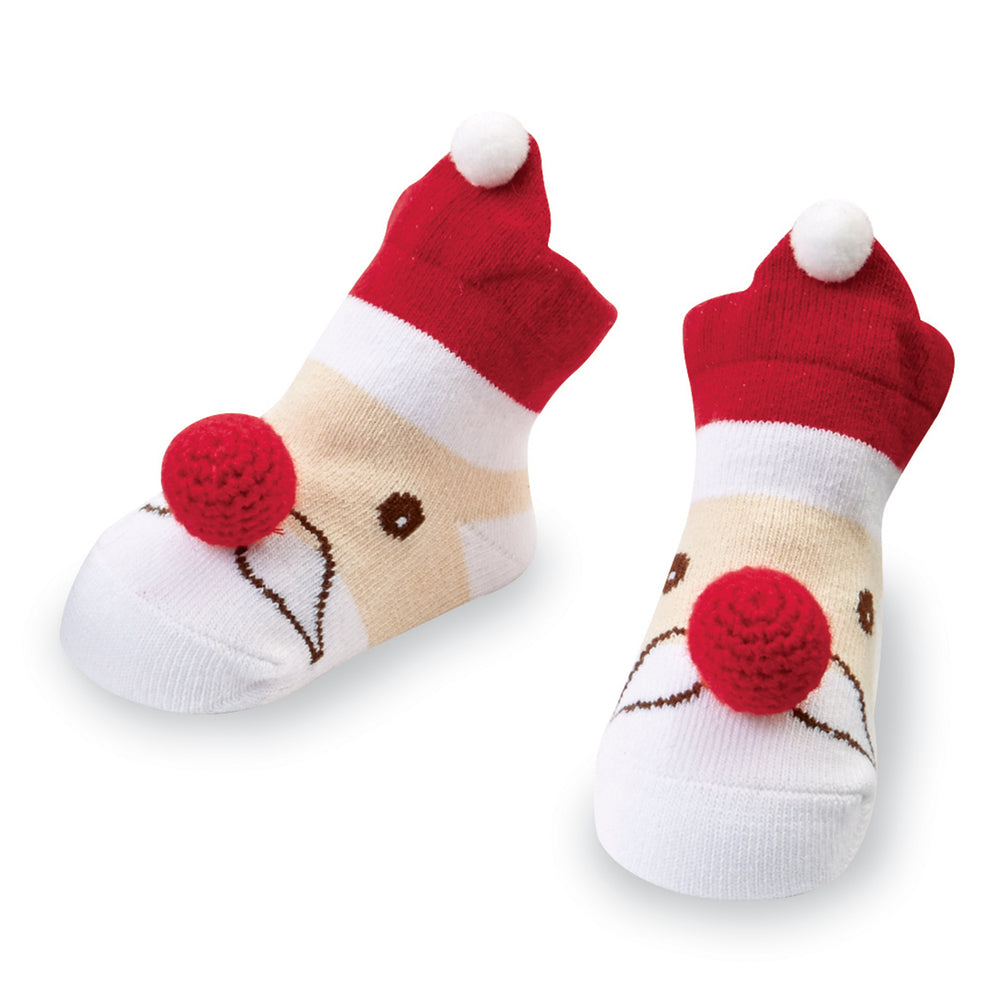 Mud Pie, Accessories - Socks,  Mud Pie - Santa Knit Nose Rattle Toe Socks