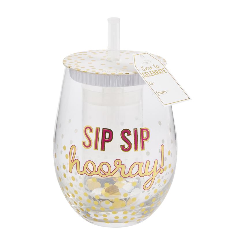 Mud Pie - Sip Sip Hooray! Wine Glass - Eden Lifestyle