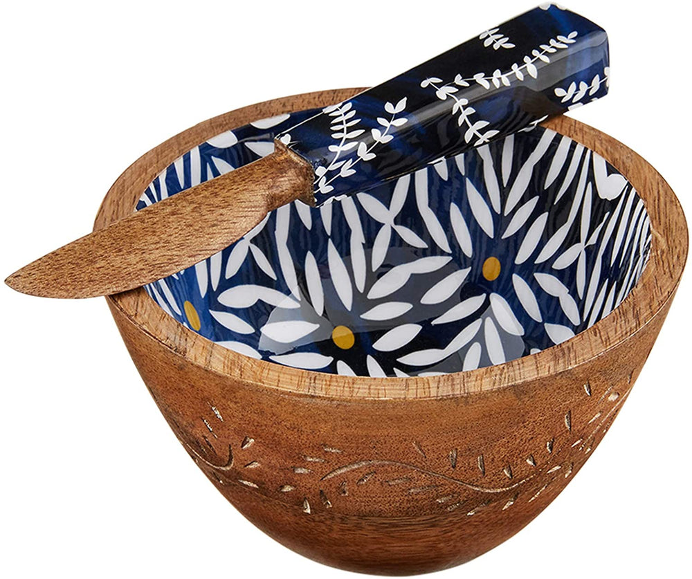 Mud Pie - White Daisy Wood Dip Set - Eden Lifestyle