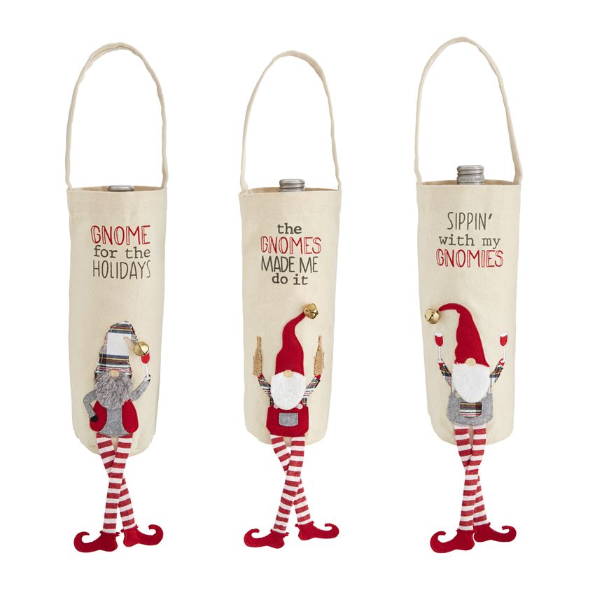 Mud Pie Holidays Gnome Dangle Wine Bag - Thumbnail 3