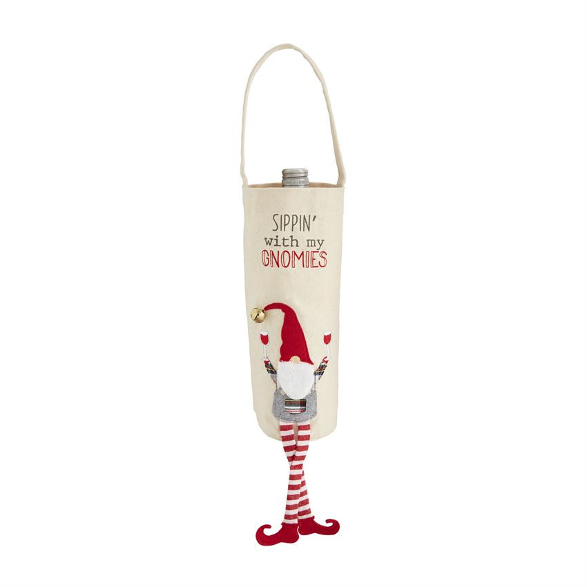 Mud Pie Holidays Gnome Dangle Wine Bag