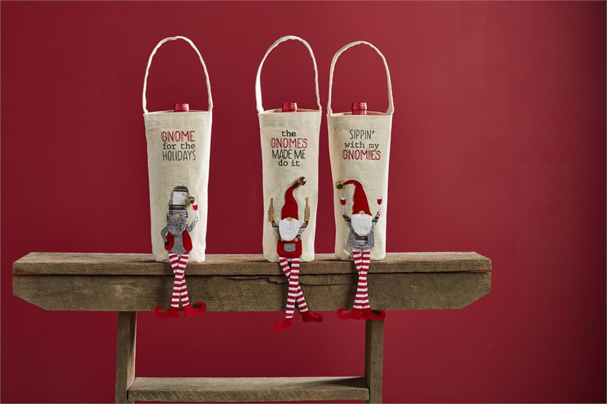 Mud Pie Dangle Leg Gnome Wine Bag - Eden Lifestyle