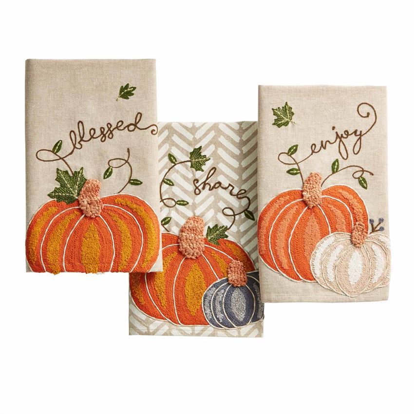 Mud Pie Embroidered Pumpkin Towel - Eden Lifestyle