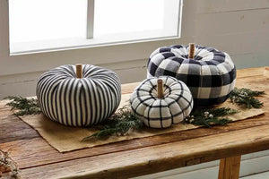 Mud Pie Large Black and White Pumpkin - Eden Lifestyle