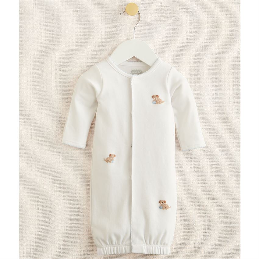 Mud Pie, Baby Boy Apparel - Pajamas,  Mud Pie - Blue French Knot Puppy Sleep Gown