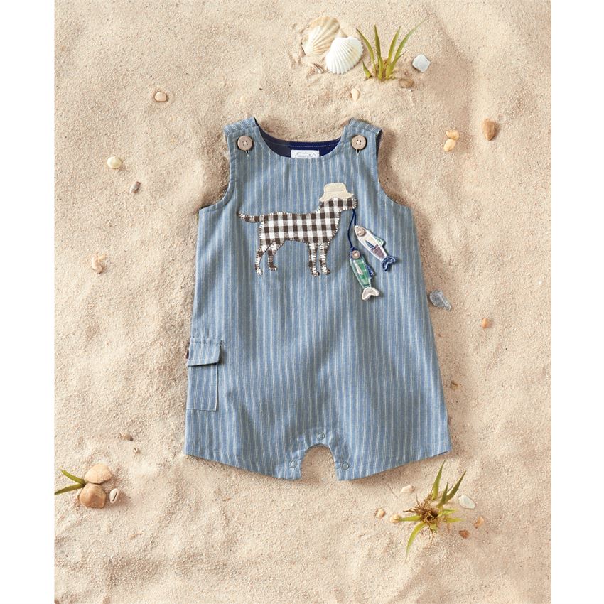 Mud Pie, Baby Boy Apparel - Rompers,  Mud Pie - Chambray Fishing Pup Romper