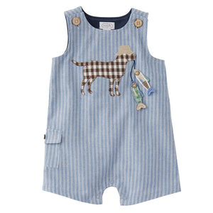 Mud Pie, Baby Boy Apparel - Rompers,  Mud Pie - Chambray Fishing Pup Romper
