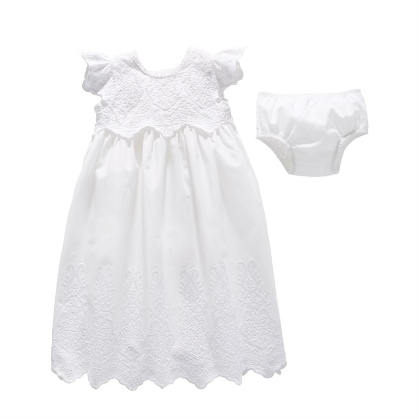 Mud Pie, Baby Girl Apparel - Dresses,  Mud Pie - Eyelet Christening Gown Set