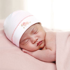 Mud Pie, Accessories - Hats,  Mud Pie - Pink Stiped French Knot Lamb Cap