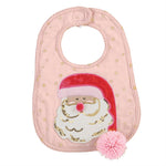 Mud Pie, Baby - Feeding,  Mud Pie Pink Pom-Pom Santa Bib