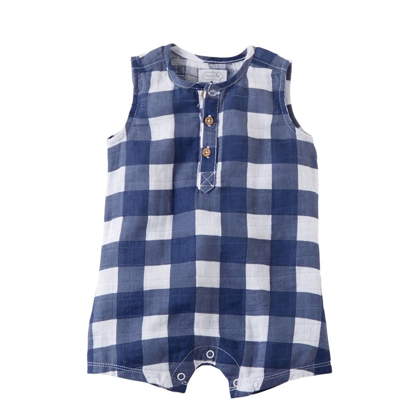 Mud Pie, Baby Boy Apparel - Rompers,  Mud Pie - Navy Gingham Romper