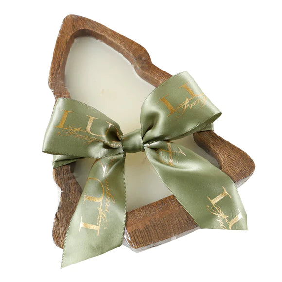 LUX Noble Fir 2 Wick Large Candle in a Wooden Tree Bowl - Eden Lifestyle