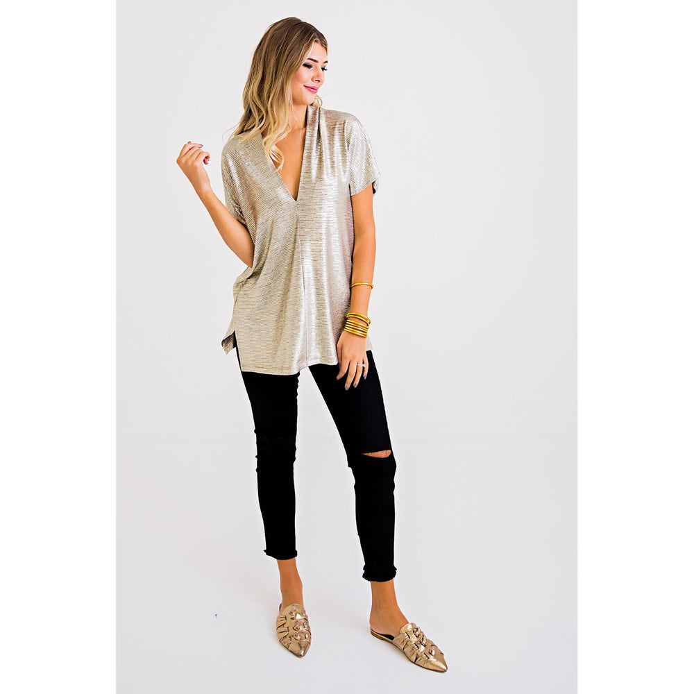 Eden Lifestyle, Women - Shirts & Tops,  Macy Metallic V-neck Tunic