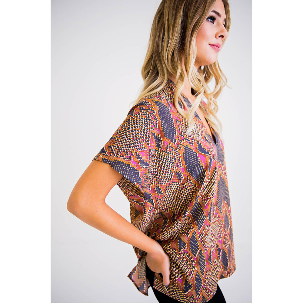 Eden Lifestyle, Women - Shirts & Tops,  Snake Skin V-Neck Tunic