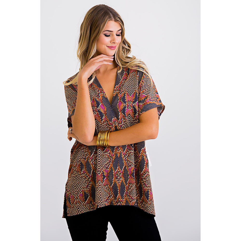 Eden Lifestyle, Women - Shirts & Tops,  Snake Skin V-Neck Tunic