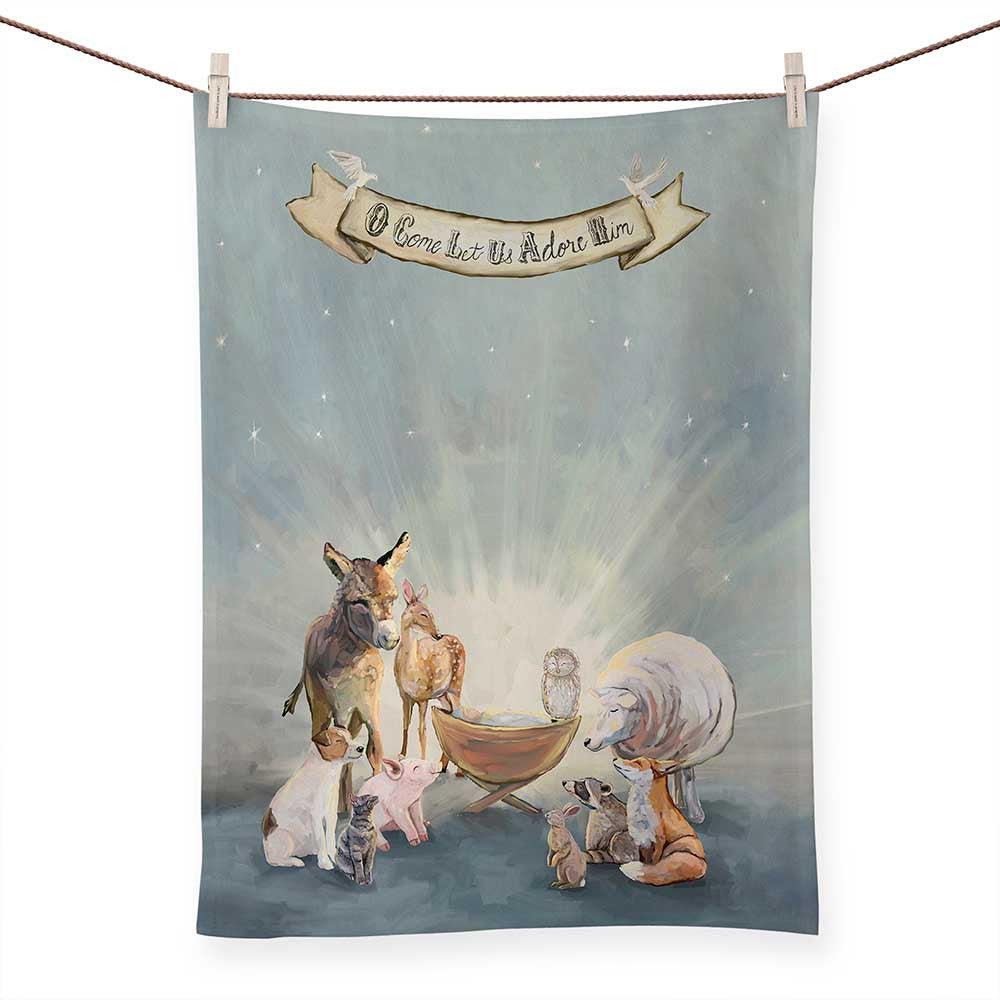 O Come Let Us Adore Him Tea Towel - Eden Lifestyle