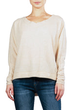 Elan International, Women - Shirts & Tops,  Oatmeal High Low V-Neck Top