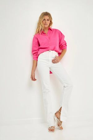 Pink Oversized Collared Shirt - Eden Lifestyle