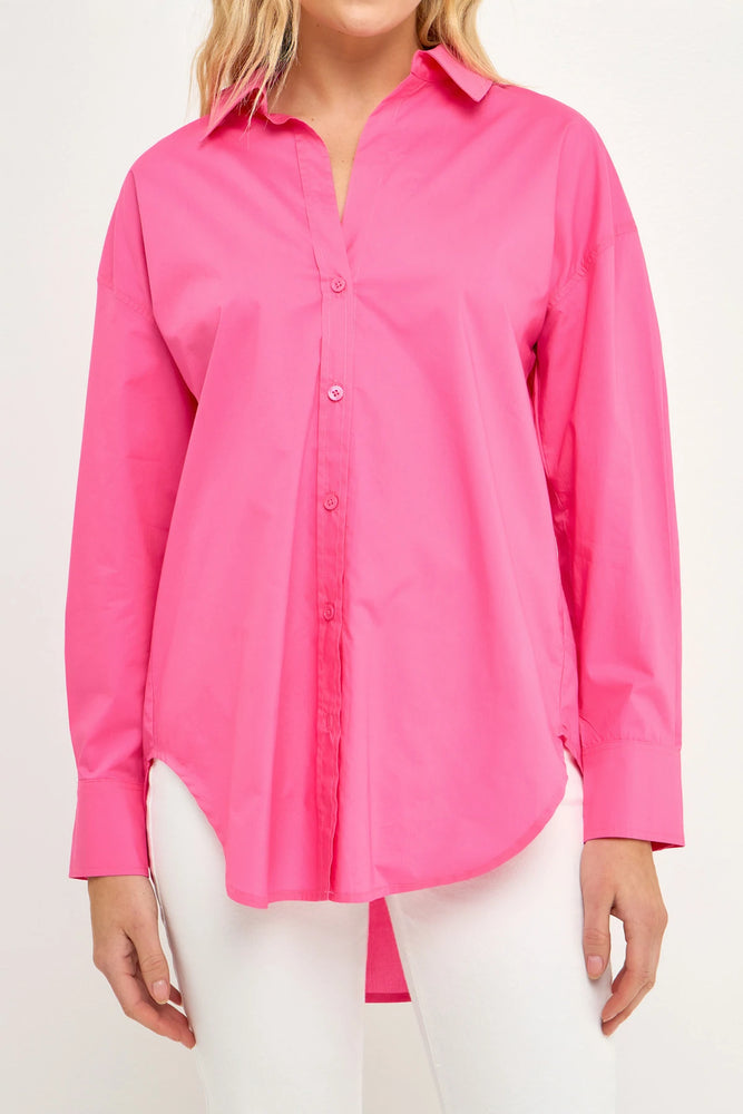 Pink Oversized Collared Shirt - Eden Lifestyle