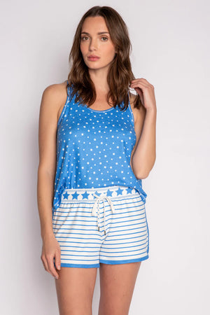 PJ Salvage Blue Star Long Sleeve Top and Short Set - Eden Lifestyle