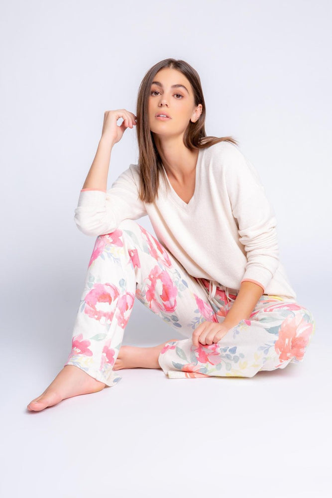 PJ Salvage Happy Blooms Long Sleeve Top - Oatmeal - Eden Lifestyle