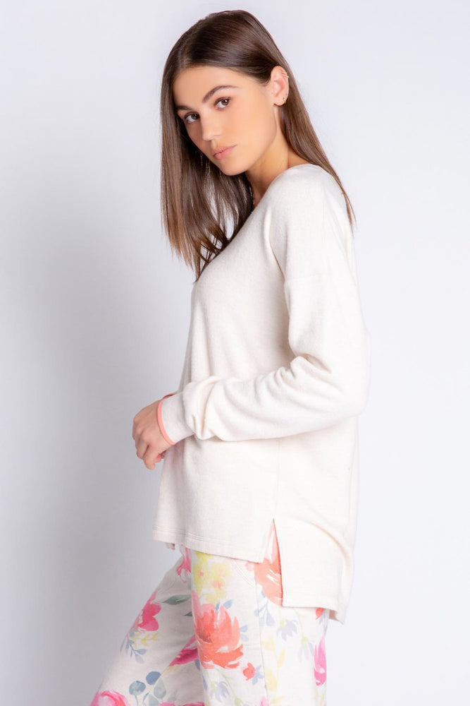 PJ Salvage Happy Blooms Long Sleeve Top - Oatmeal - Eden Lifestyle