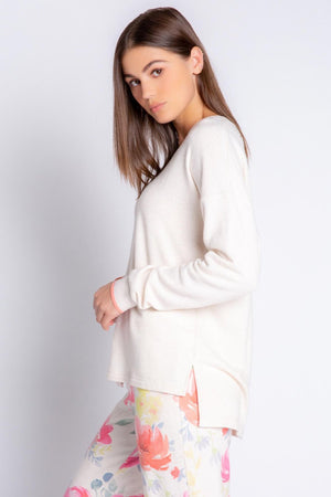 PJ Salvage Happy Blooms Long Sleeve Top - Oatmeal - Eden Lifestyle